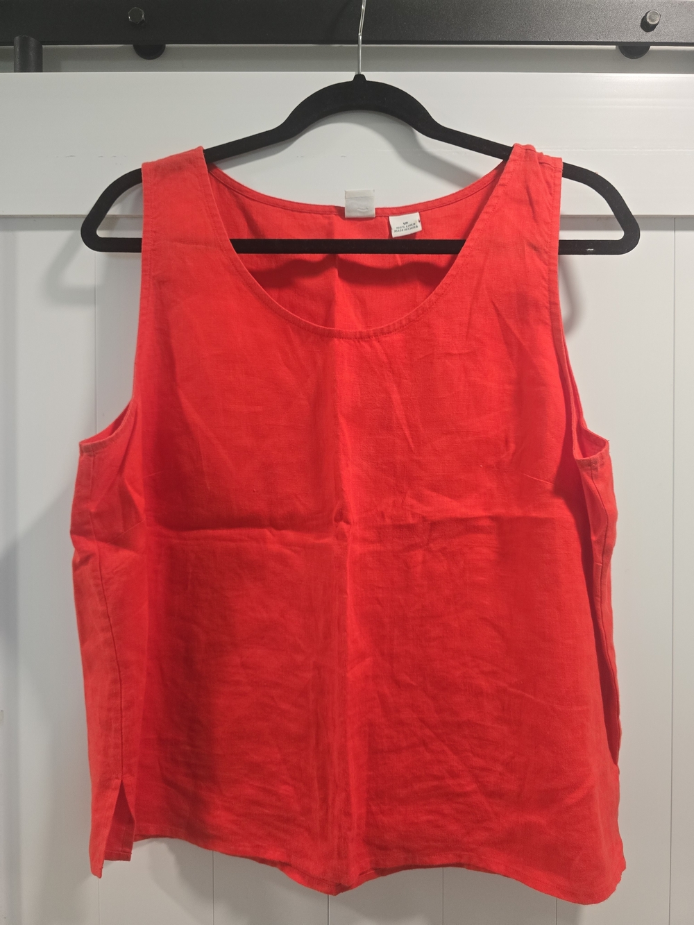 Bright Red Sleeveless Linen Tank Top